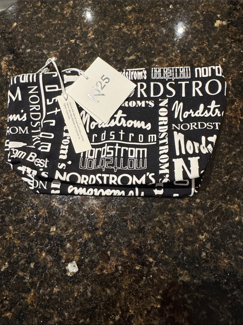 Nordstrom Black & White Logo Print Cosmetic Case